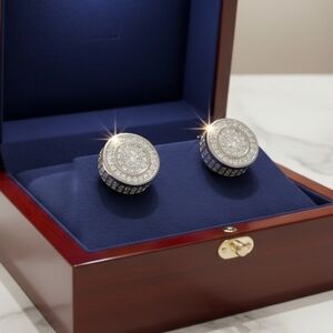 Mens Silver Micropave Earrings